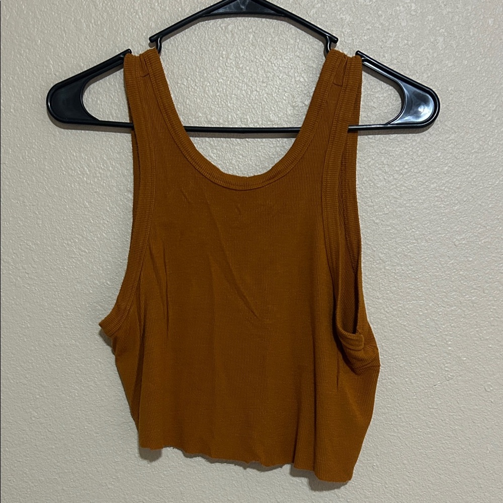 RVCA Women's Asym. Ribbed Tank Top in Rust Brown